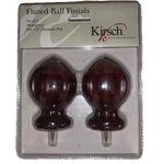 Kirsch Mahogany Wood Fits, 1 3/8" Diameter Pole Fluted Ball Finials Set Of 2 New. Fixed Price $18.00.