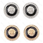 Clips/studs Disc Retro Lion Earrings Black Gold/silver Fashion Greek Key Pattern. Fixed Price $5.40.