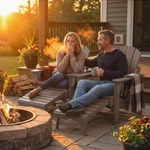 Outsunny Adirondack Chair Set Of 2, Hdpe Fire Pit With Cup Holder. Fixed Price $199.99.