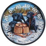 01678 12.5INCH Wall Thermometer Black Lab Pups. Fixed Price $33.43.