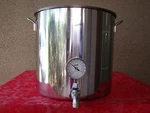 Jarhill 49 Qt Stainless Home Brew Boiling Kettle Stockpot W/ Valve & Thermometer. Fixed Price $95.00.