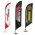 12' Full Color Custom Tall Swooper Advertising Flag Feather Banner Digital Print. Fixed Price $95.00.