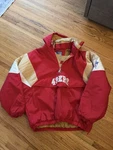 Vintage 90 Nfl San Francisco 49ERS Starter Hooded Jacket Men's Xl Pouch Red. Fixed Price $225.00.