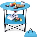 Villey Folding Camping Table Double-layer Round W/4 Cup Holder & Carry Bag. Fixed Price $56.99.