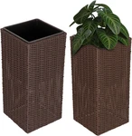 Sierra Brown Wicker Planter Set - 2 Stylish Square Pots For Your Garden. Fixed Price $108.99.