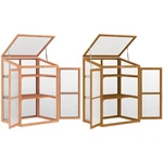 Outsunny Fir Wood Garden Planter Greenhouse W/ Panels, Shelves. Fixed Price $134.99.