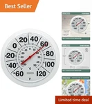 Durable 8-INCH Big Dial Thermometer Weather-resistant For Home And Garden. Fixed Price $17.99.