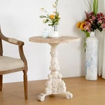 Antique Pedestal Coffee Table, Solid Wood Top Mgo Base Living Room. Fixed Price $253.99.