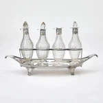 Antique Sterling Silver Glass Cruet Set W/ Stand English William Abdy 1784 288G. Fixed Price $925.00.