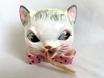 Vintage Sweet Cat W/pink Bow String Holder Wall Mount Head. Fixed Price $119.95.