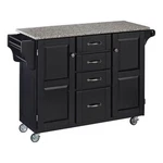 Hawthorne Collections Rubber Wood Kitchen Cart With Granite Top In Black. Fixed Price $661.89.