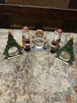 Vintage 1976 Christmas Ceramic Napkin Rings 2 Santas Tree, Angel Stand Alone. Fixed Price $25.00.