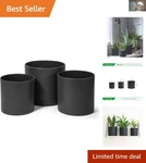 Minimalist Black Plastic Planters - Set Of 3 With Drainage For Stylish Interiors. Fixed Price $36.99.