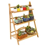 Ufine Bamboo Ladder Plant Stand 3 Tier Foldable Flower Pot Display Shelf Rack.... Fixed Price $73.76.