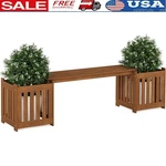 2-IN-1 Outdoor Bench Set Wooden Garden Planters Space-saving Furniture. Fixed Price $92.45.