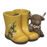 Highland Cow Yellow Boots Planter. Fixed Price $15.75.