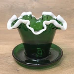 Fenton Emerald Green Snow Crest Flower Pot Planter With Attached Saucer. Fixed Price $35.99.