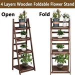 4 Tier Wooden Outdoor Foldable Plant Shelf Flower Pot Holder Display Stand. Fixed Price $40.57.
