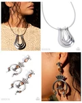 Paparazzi Jewelry Simply Santa Fe May Fashion Fix Set - Silver & Brown Stone. Fixed Price $16.00.