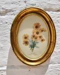 Small Antique Giltwood Gold Frame, Water Color Yellow Sunflowers, Print. Fixed Price $197.00.