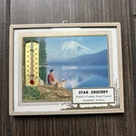 Vintage Advertising Thermometer Weather Boy Dog Lake Star Grocery 1958 Calendar. Fixed Price $29.45.