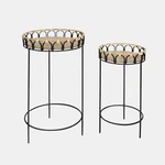 Set Of Metal Wood Plant Stand Garden Decor Living Room 22", 26". Fixed Price $119.99.