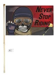 5' Wood Flag Pole Kit Wall Mount Bracket 3X5 Never Stop Riding Polyester. Fixed Price $23.88.