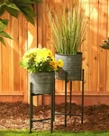 Set Of Two (2) * Deco Waves Bucket Plant Stands Pots Remove, In/outdoor Nib. Fixed Price $90.89.