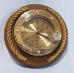 Vintage Bey-berk Nautical Brass Wall Clock Maritime Porthole Design Wood Base 24. Fixed Price $135.00.