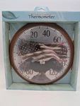 2012 Springfield Indoor/outdoor Thermometer Eagle And American Flag - Brown. Fixed Price $17.95.