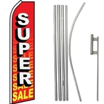 Super Sale Red Yellow White Swooper & 16FT Flagpole Kit Ground Spike. Fixed Price $74.88.