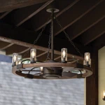 36" Sawyer Bronze Wet-rated Led Fandelier Wagon Wheel Smart. Fixed Price $1274.15.