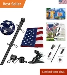 American Display Set: 3X5FT Flag, Stainless Pole & Easy Install Kit. Fixed Price $44.99.