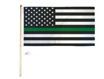 5' Wood Flag Pole Kit Wall Mount Bracket 3X5 Usa Thin Green Line Polyester. Fixed Price $27.76.