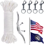 Flag Rope And Clips Kit - 100FT Pole Halyard With Cleat Hook & 4 Pcs. Fixed Price $32.95.