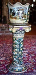 Antique Porcelain Satsuma Asian Stand & Fishbowl Planter Hand Made 33"X12". Fixed Price $975.00.