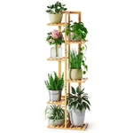 Rossny 48" 6-TIER 7 Potted Bamboo Plant Stand Indoor Tall Shelf Display Rack. Fixed Price $43.48.