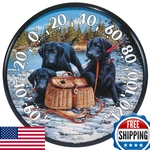Acurite 01678 12.5-INCH Wall Thermometer Black Lab Pups. Fixed Price $37.11.