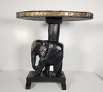 World Market Beaded Elephant Plant Stand Table 15 " Tall Carve Wood Embellished. Fixed Price $74.95.