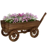 Wooden Wagon Planter Box, Mobile Garden With 4 Wheels. Fixed Price $52.99.