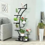6 Tier 9 Potted Steel-wood Plant Stand Curved Flower Holder Shelf W/ Hanger. Fixed Price $58.96.