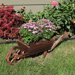 Natural Wooden Fir Decorative Wheelbarrow Garden Planter By Sunnydaze. Fixed Price $72.95.