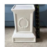 Bombay White Ceramic Pedestal Plant Stand Classic Floral Nature Square Indoor. Fixed Price $75.00.