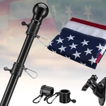 Pole Kit With 3X5 Embroidered American Flag, 5FT, Tangle Free, Black. Fixed Price $26.95.