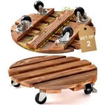 Hohy 2-PACK 12" Plant Caddy Stand With Wheels Heavy Round Wood Natural. Fixed Price $34.52.