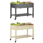 Outsunny 46.5" 21.75" Raised Garden Bed On Wheels Mobile Planter Box. Fixed Price $94.99.