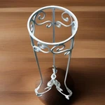 Vintage White Wrought Iron Plant Stand & Double Candle Holder Scrollwork Decor. Fixed Price $68.00.