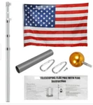 Zeny 20FT Sectional Aluminum Flagpole 6 Sections W/ Gold Ball Outdoor Kit Gift. Fixed Price $70.00.