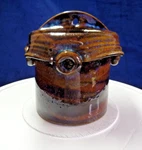Wall Pocket/planter Studio Pottery Glazed Handmade Blue Browns Signed. Fixed Price $18.00.