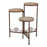 Rustic Triple Planter Brown Iron Stand Shelves Country Decor 23" Tall. Fixed Price $79.00.
